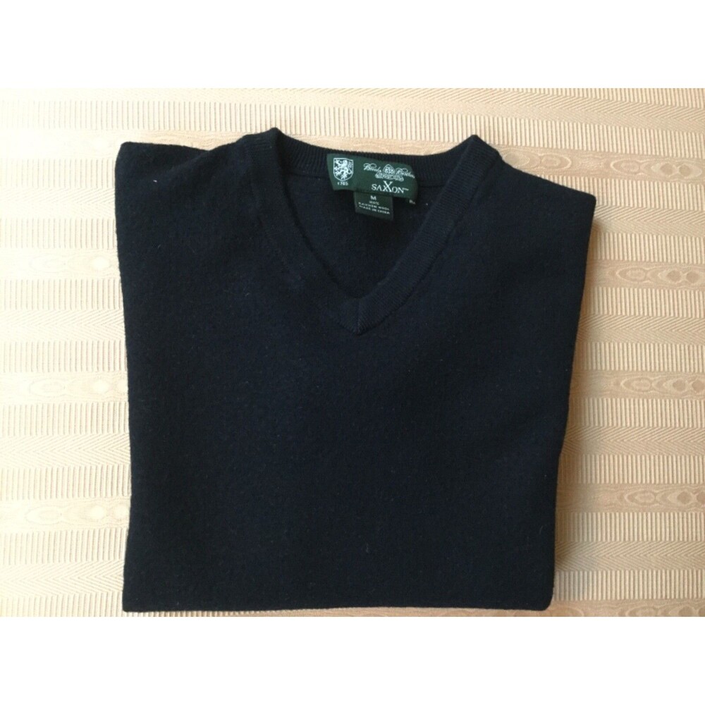 Boy’s V-Neck Sweater, 100% Saxon Wool, Small(6-8), BrooksBrothers